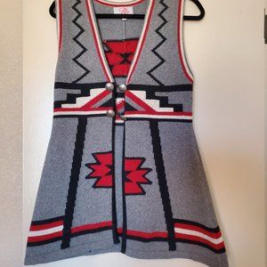 Roja Empire Waist Navajo Print Vest Tunic Size M